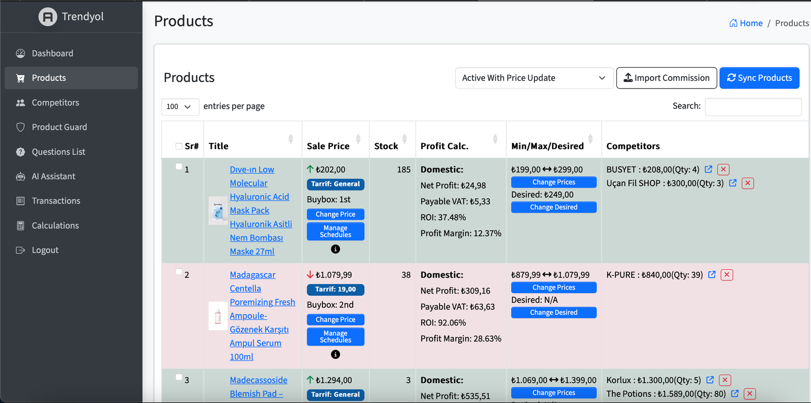 Dashboard screenshot
